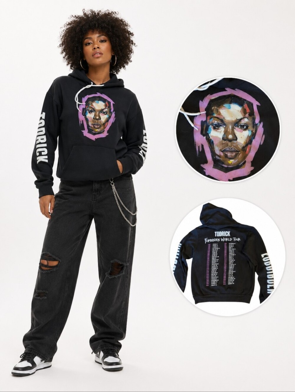 Todrick Hall Forbidden World Tour warm comfy concert Black fleece hoodie. Sz M